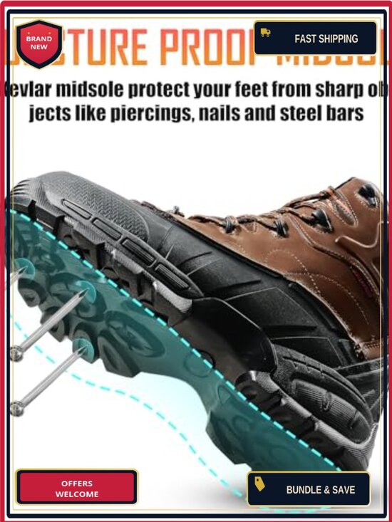 Waterproof Work Boots Composite Toe Non Slip Leather Construction Puncture main image 4